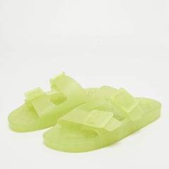 Balenciaga Neon Yellow Jelly Mallorca Slides Size 40