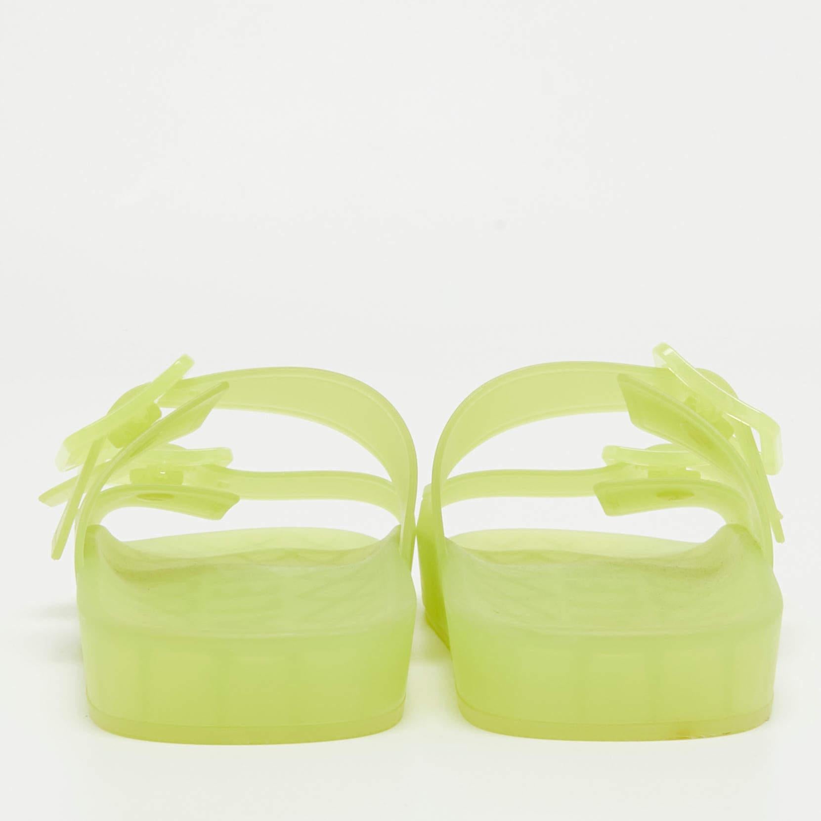 Women's Balenciaga Neon Yellow Jelly Mallorca Slides Size 40