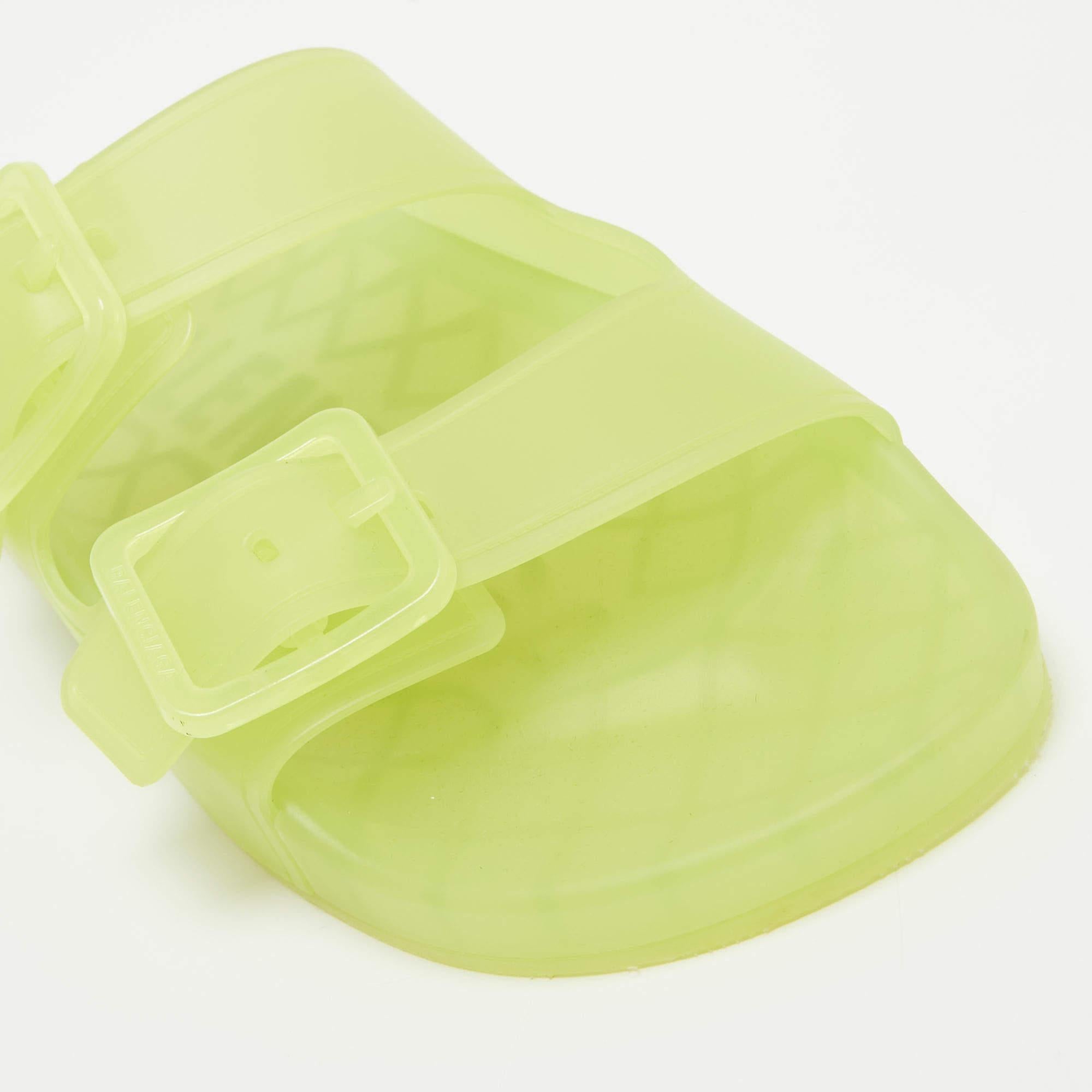 Balenciaga Neon Yellow Jelly Mallorca Slides Size 40 3