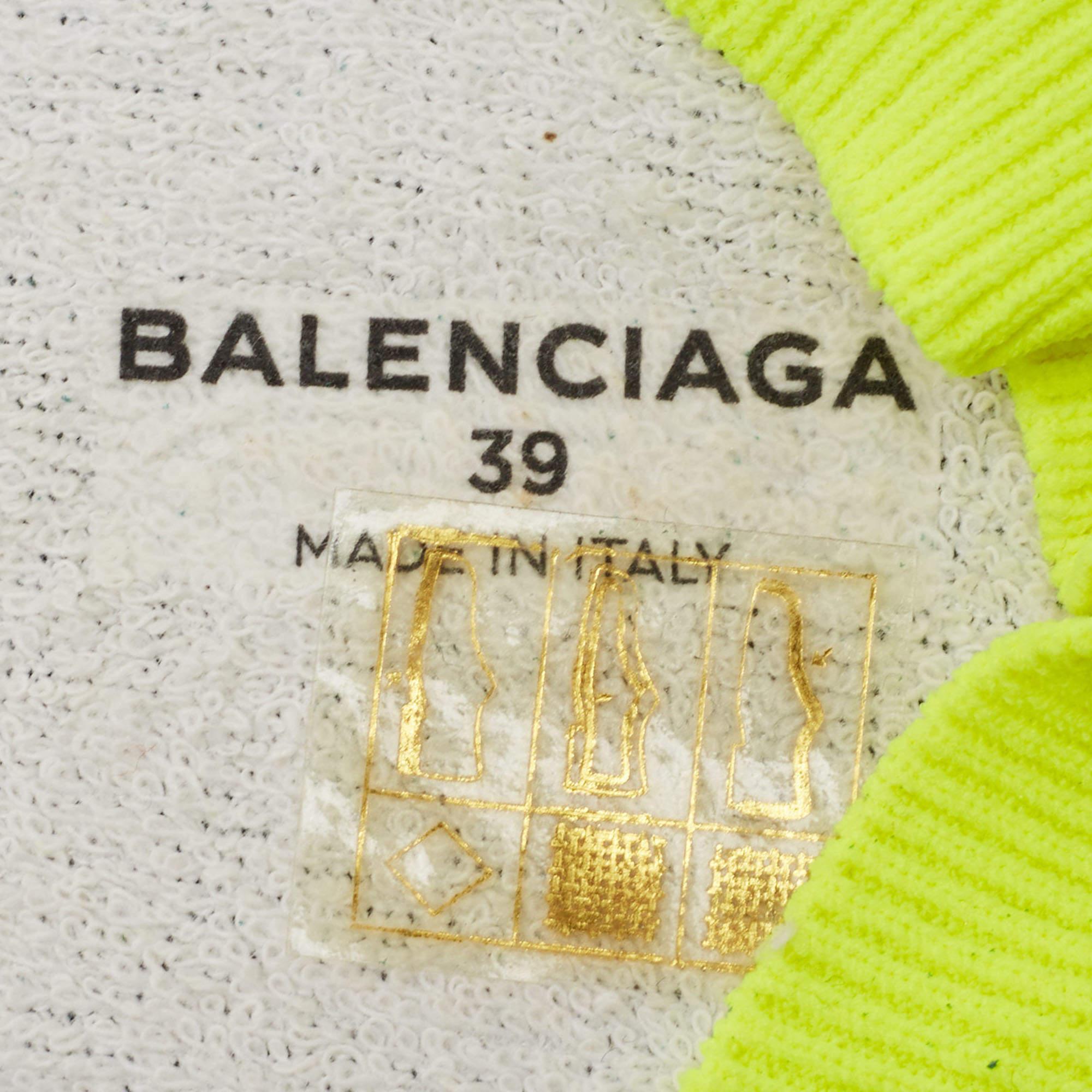 Balenciaga Neon Yellow Knit Fabric Speed Trainer Sneakers Size 39 For Sale 4