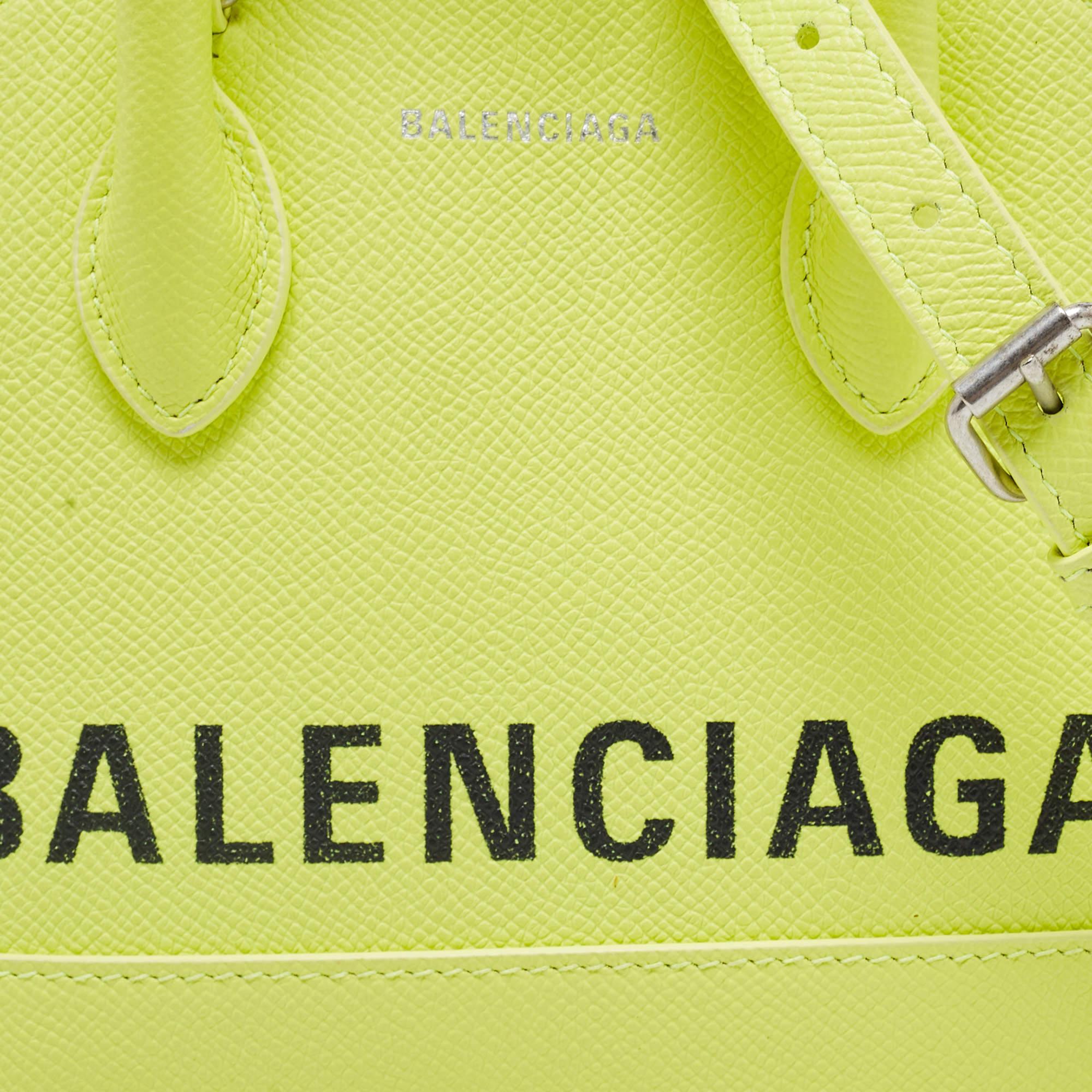 Balenciaga Neon Yellow Leather XXS Ville Satchel 6