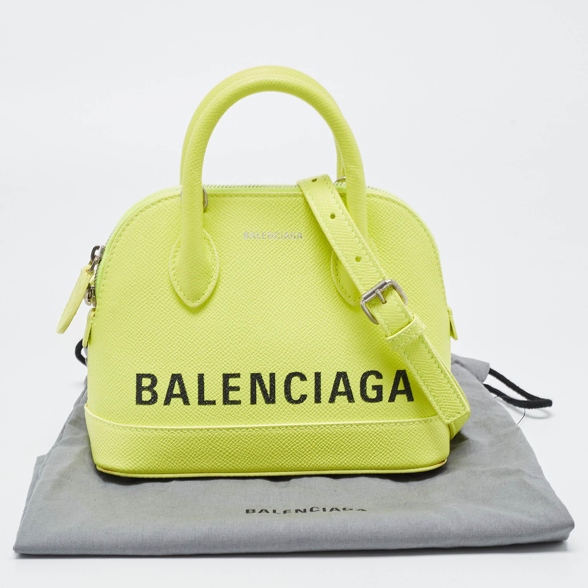 Balenciaga Neon Yellow Leather XXS Ville Satchel 10