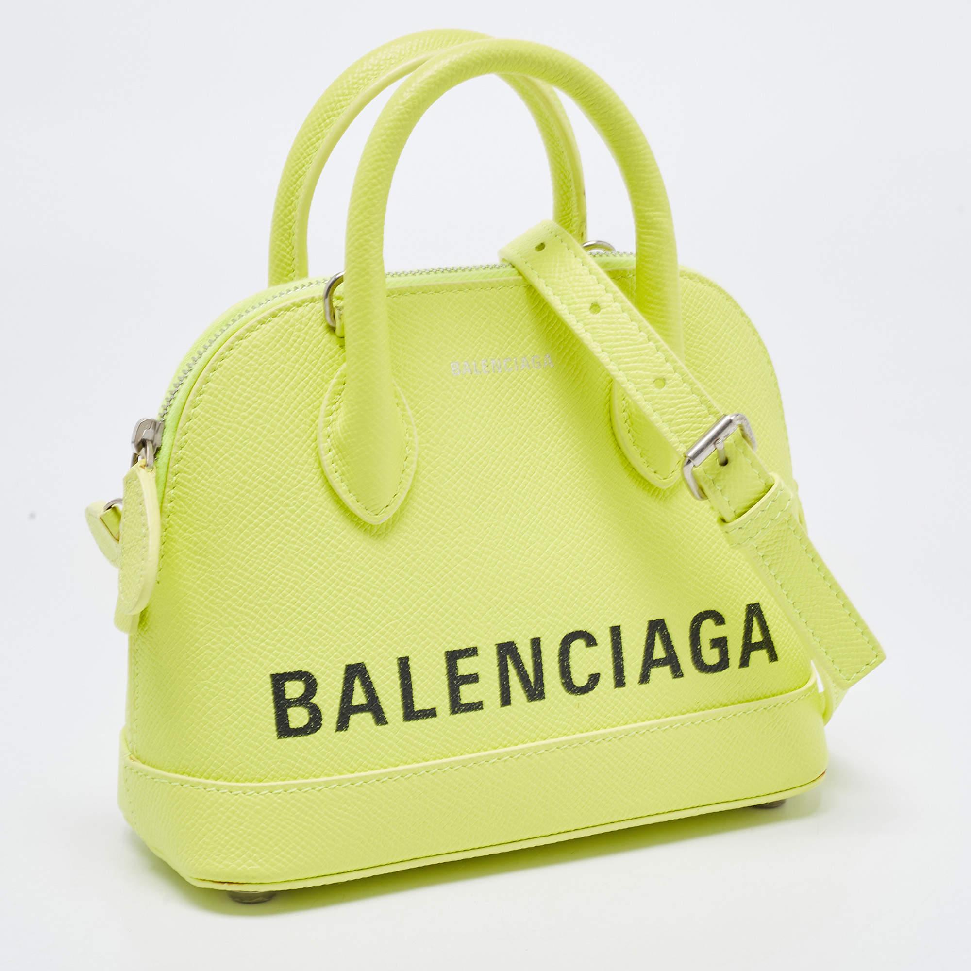 Women's Balenciaga Neon Yellow Leather XXS Ville Satchel