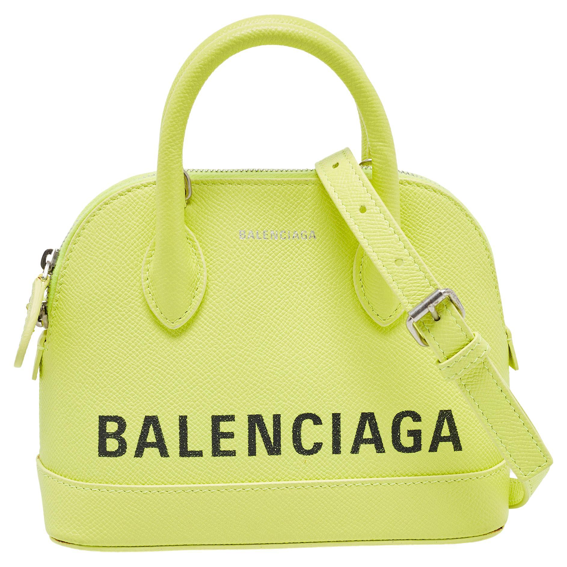 Balenciaga Neon Yellow Leather XXS Ville Satchel For Sale at 1stDibs