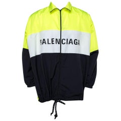 Used Balenciaga Neon Yellow Logo Print Track Jacket M