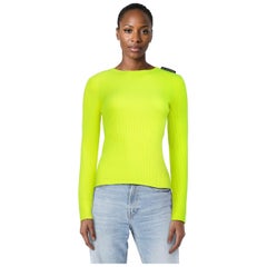 Balenciaga Neon Yellow Ribbed Knit Top Size S