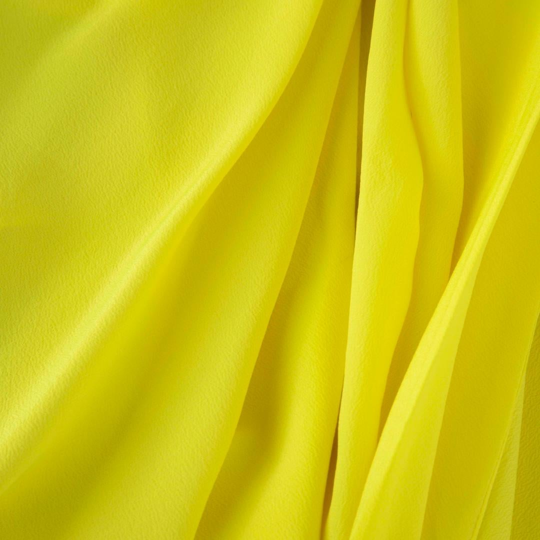 Women's Balenciaga Neon Yellow Silk Draped Midi Dress Size XS