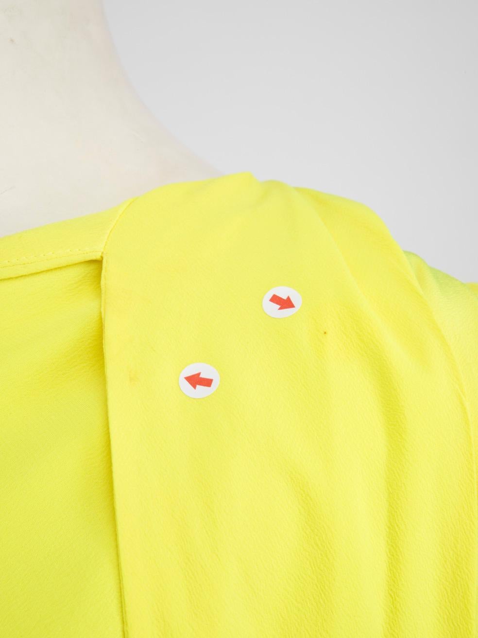 Balenciaga Neon Yellow Silk Draped Midi Dress Size XS 1