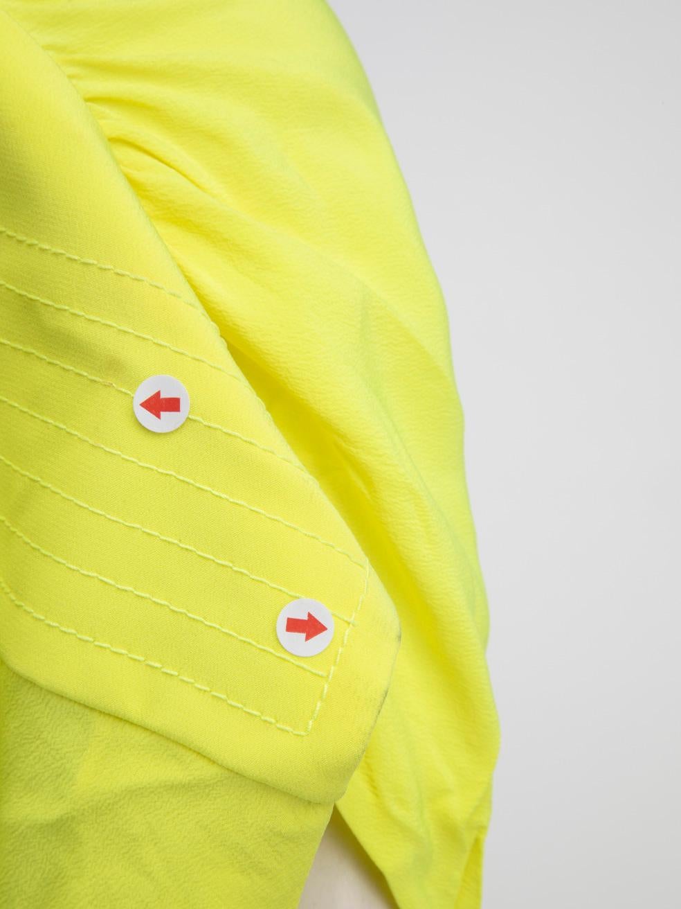 Balenciaga Neon Yellow Silk Draped Midi Dress Size XS 4