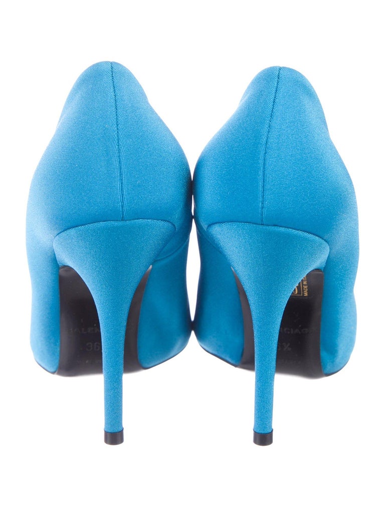 Balenciaga NEW Blue Satin Fabric Sock Evening Heels Pumps in Box For ...