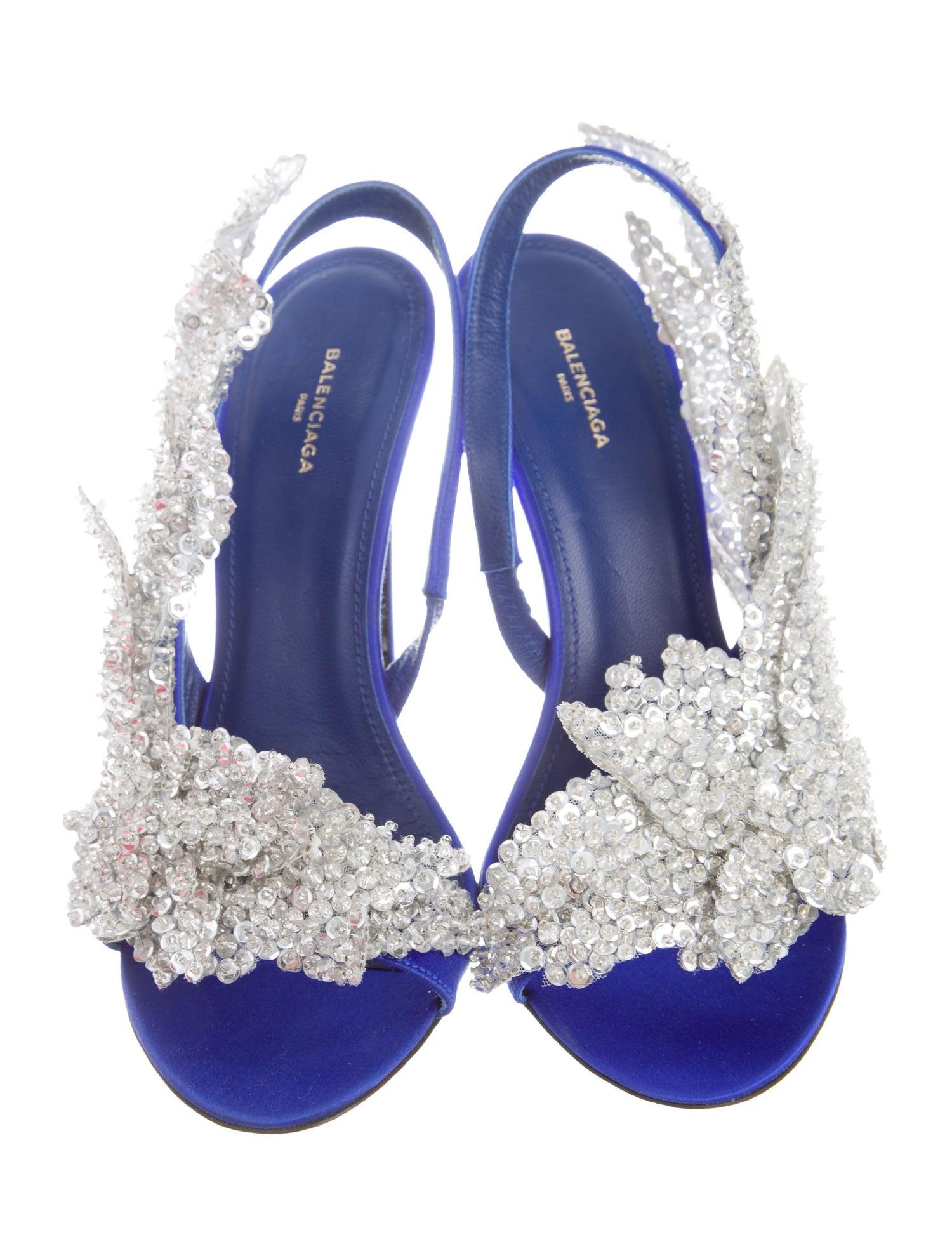 Balenciaga NEW Blue Sequin Beaded Slingback Evening Sandals Heels Pumps in  Box For Sale at 1stDibs | blue sequin shoes, blue sequin sandals, blue  sequin heels