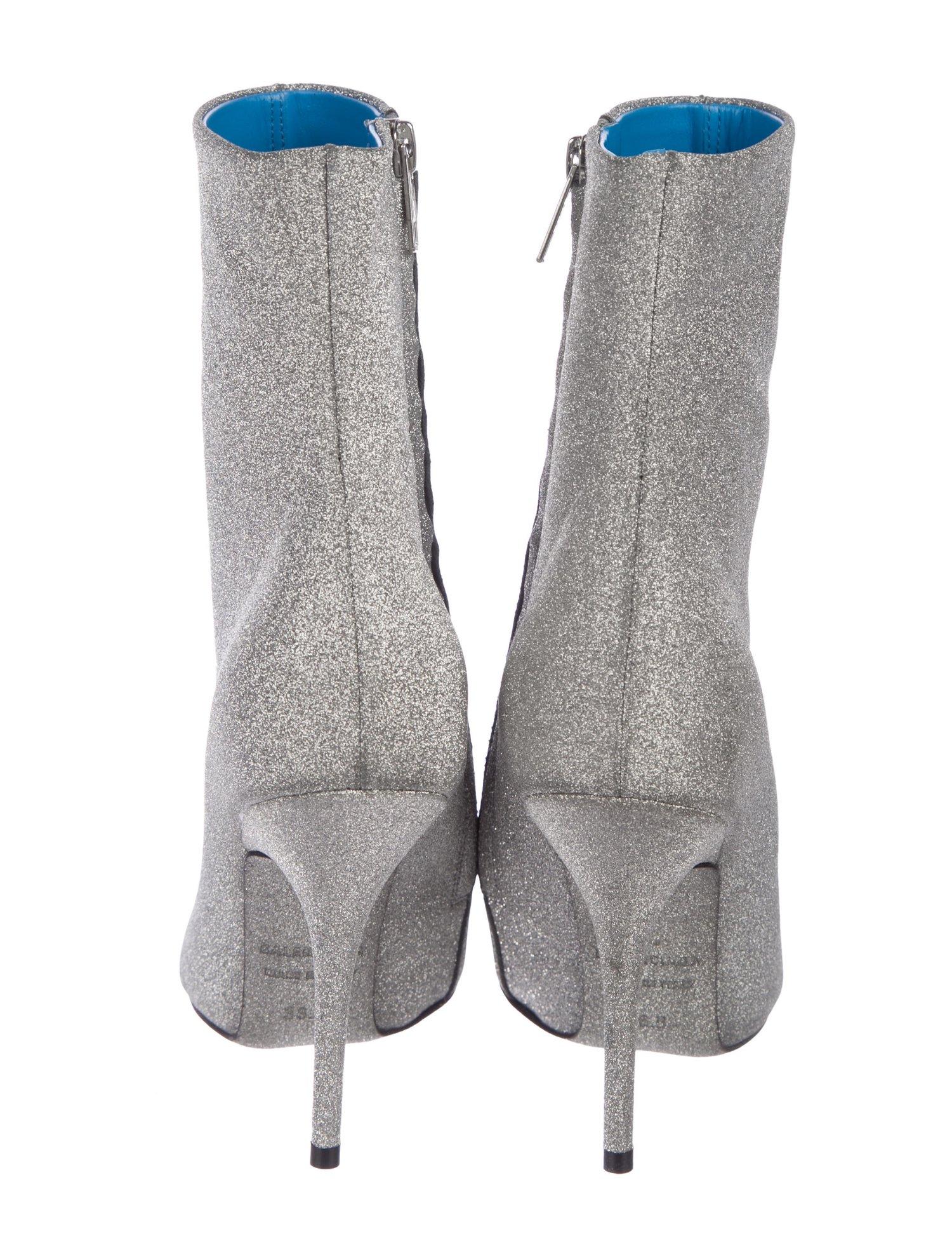 silver sparkle ankle boots