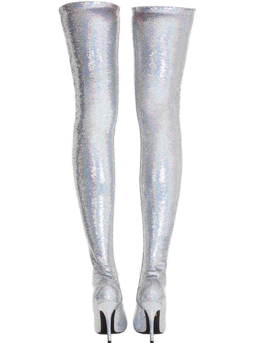 balenciaga sparkle thigh high boots