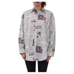 Balenciaga Newspaper Print Button-down Long Sleeve Shirt (36) SS21