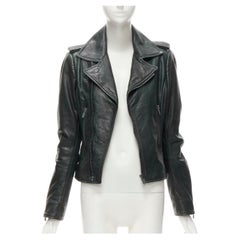 BALENCIAGA Nicholas Ghesquiere - Veste de motard en cuir bourdon vert foncé FR42, 2010