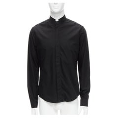 BALENCIAGA Nicholas Ghesquiere black minimal mandarin collar dress shirt EU40 L