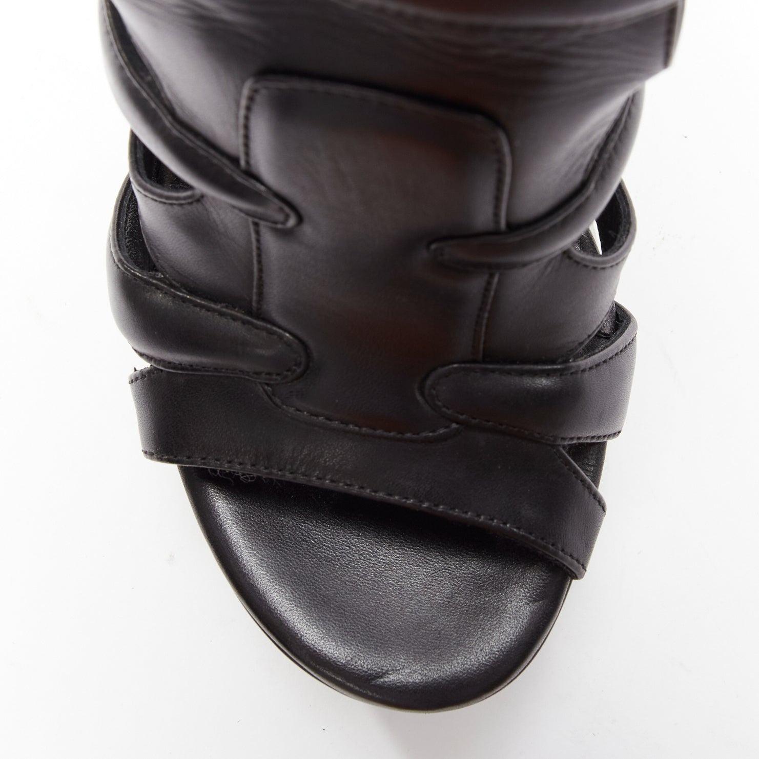 BALENCIAGA Nicholas Ghesquiere Runway black caged white chunky heels EU38 2