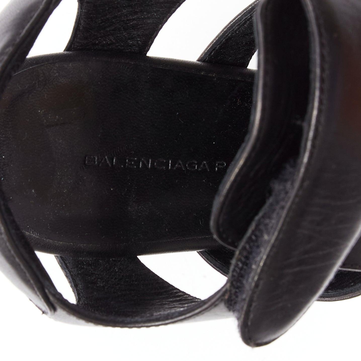 BALENCIAGA Nicholas Ghesquiere Runway black caged white chunky heels EU38 5