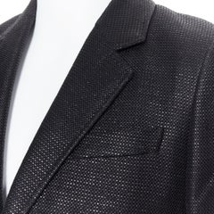 BALENCIAGA NICOLAS GHESQUIERE 2008 black lacquared tweed long coat jacket XS