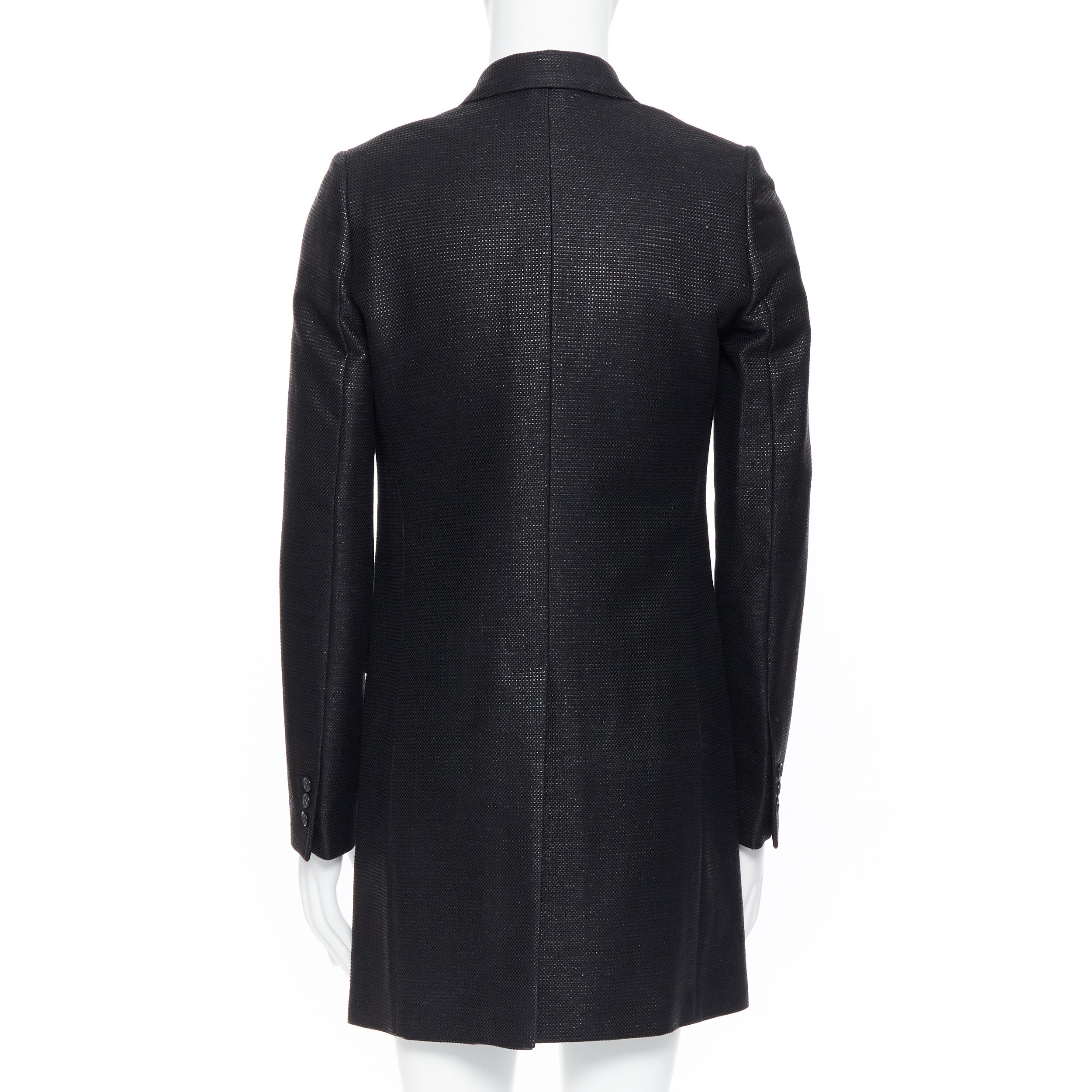 BALENCIAGA NICOLAS GHESQUIERE 2008 black lacquared tweed long coat jacket XS 1