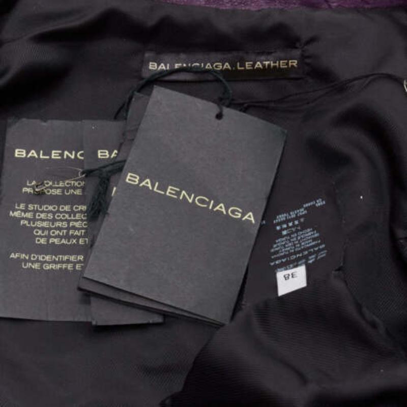 BALENCIAGA Nicolas Ghesquiere 2011 purple lambskin leather biker jacket FR38 M 6