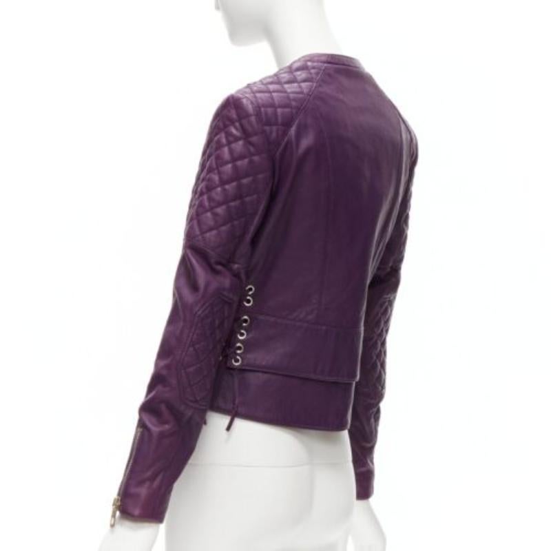 BALENCIAGA Nicolas Ghesquiere 2011 purple lambskin leather biker jacket FR38 M 2