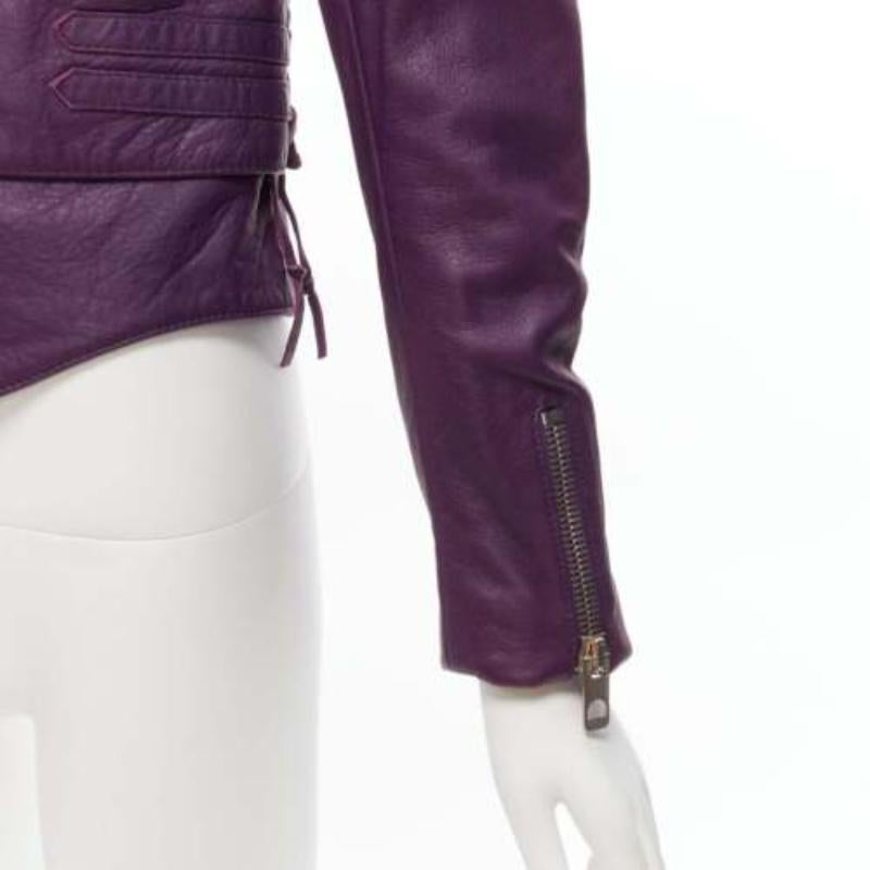 BALENCIAGA Nicolas Ghesquiere 2011 purple lambskin leather biker jacket FR38 M 3