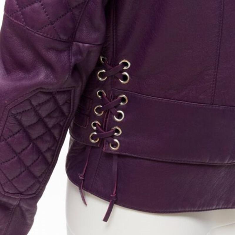 BALENCIAGA Nicolas Ghesquiere 2011 purple lambskin leather biker jacket FR38 M 4