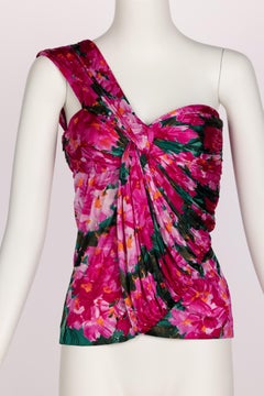 Balenciaga Nicolas Ghesquière  Floral Silk One Shoulder Top Spring 2008