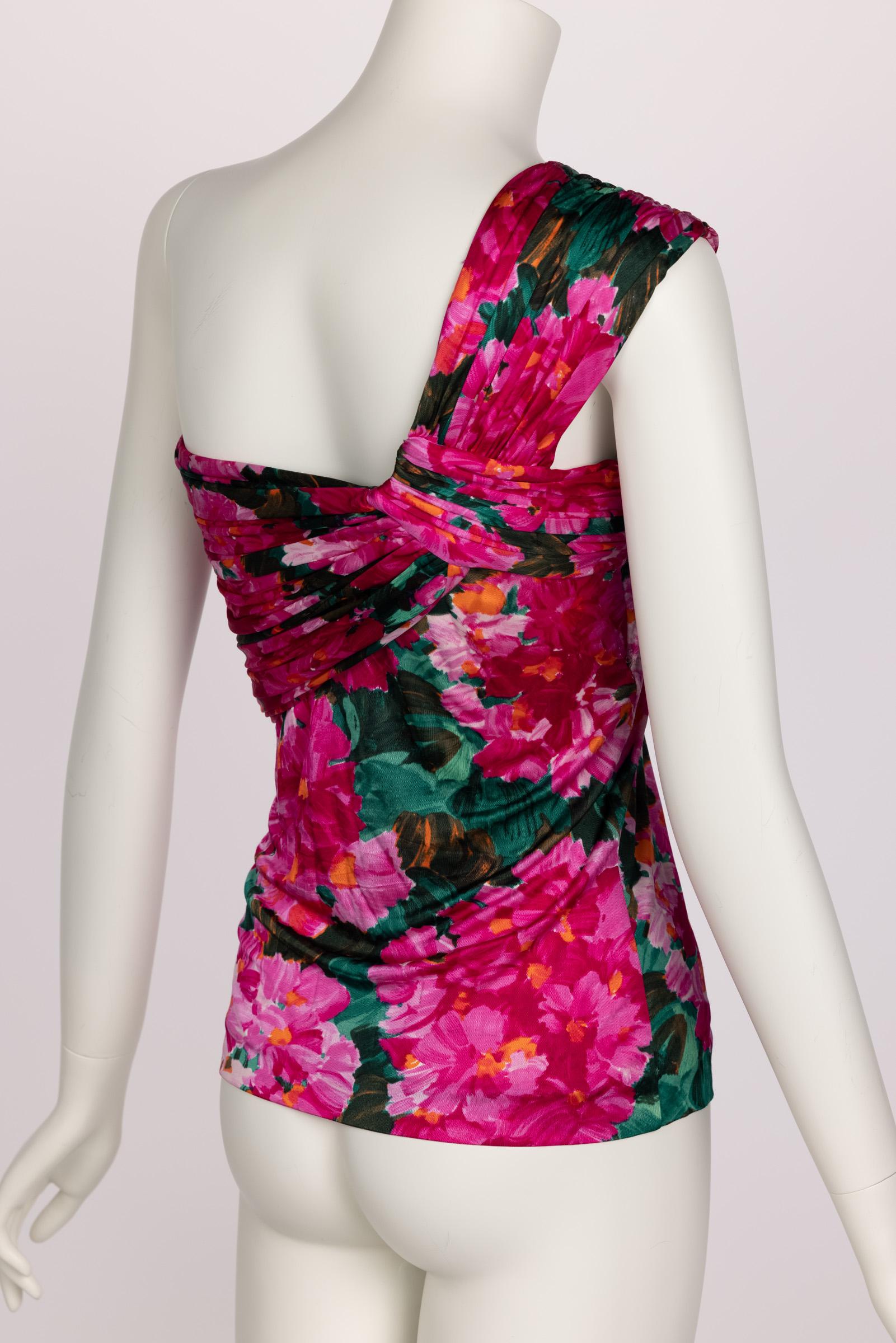 Balenciaga Nicolas Ghesquière  Floral Silk One Shoulder Top Spring 2008 For Sale 1