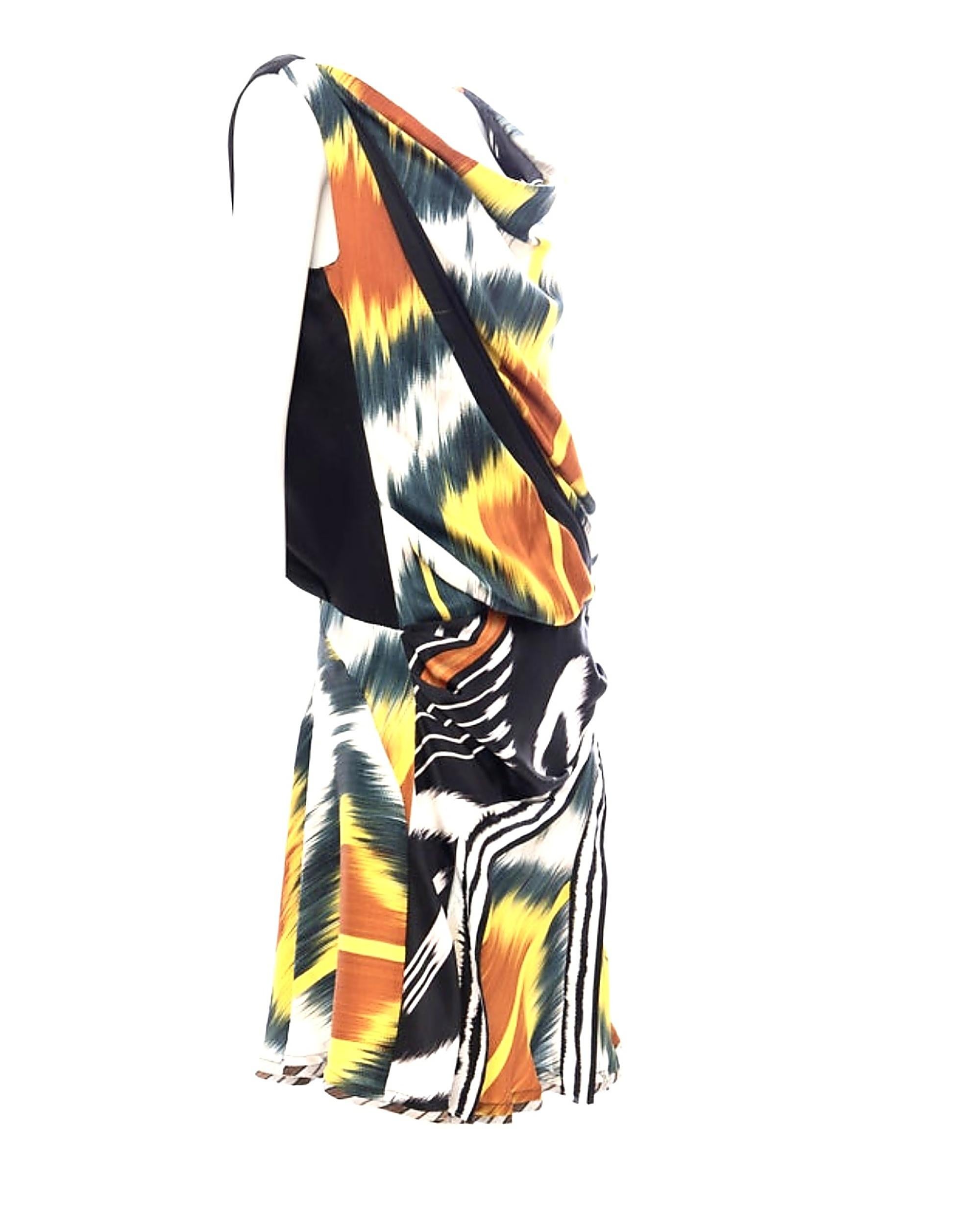 Beige Balenciaga Nicolas Ghesquière - Abito in seta ikat per la passerella A/I 2007 in vendita