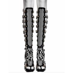 Balenciaga by Nicolas Ghesquiere Runway S/S 2008 Gladiator Woven Knee Boots