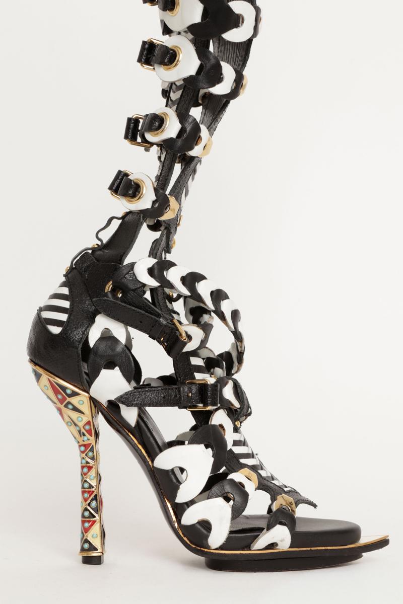 Balenciaga Nicolas Ghesquiere Laufsteg S/S 2008 Gladiator gewebte Kniestiefel 36 EU im Angebot 2