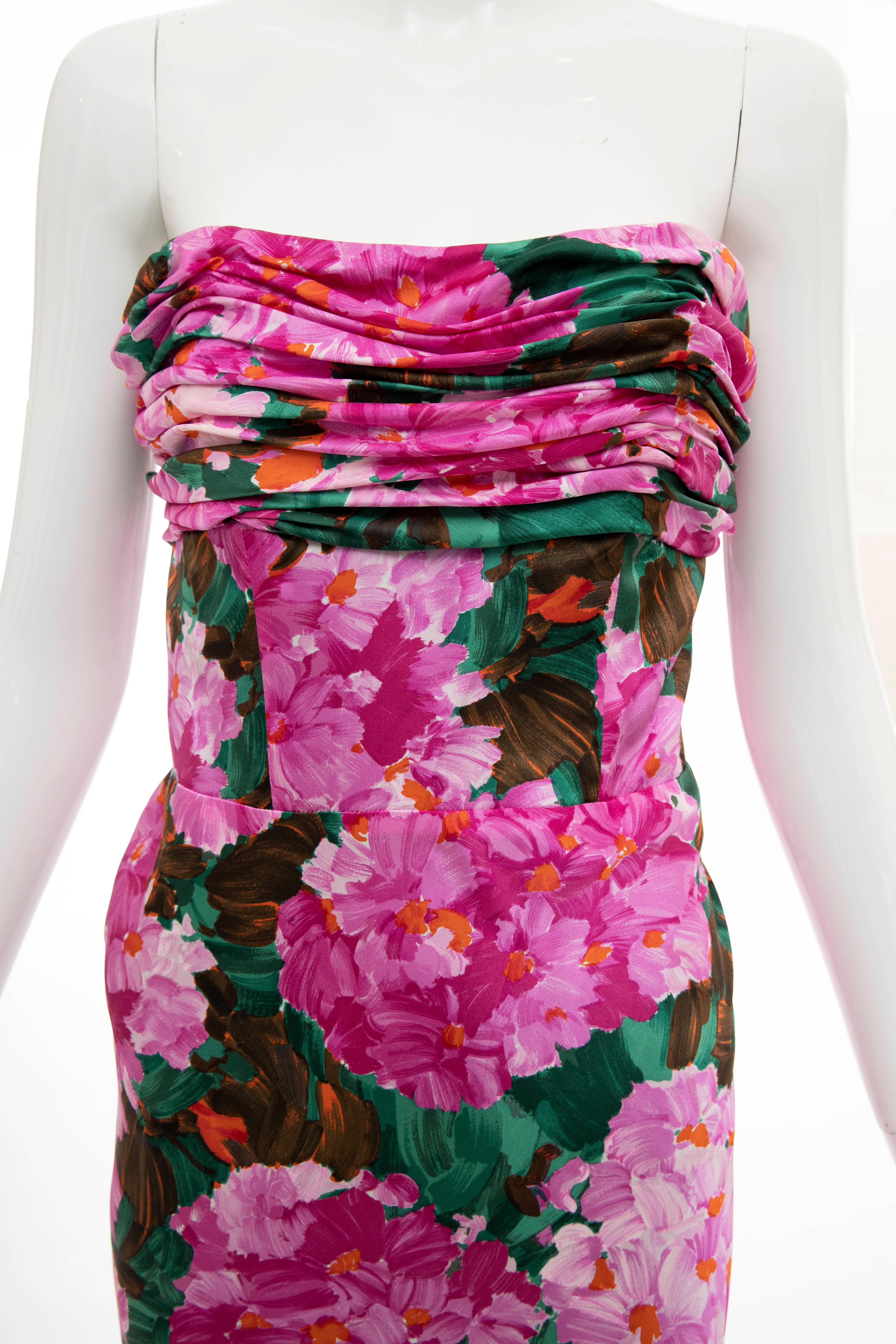 Balenciaga Nicolas Ghesquiere Silk Floral Strapless Evening Dress, Spring 2008 5