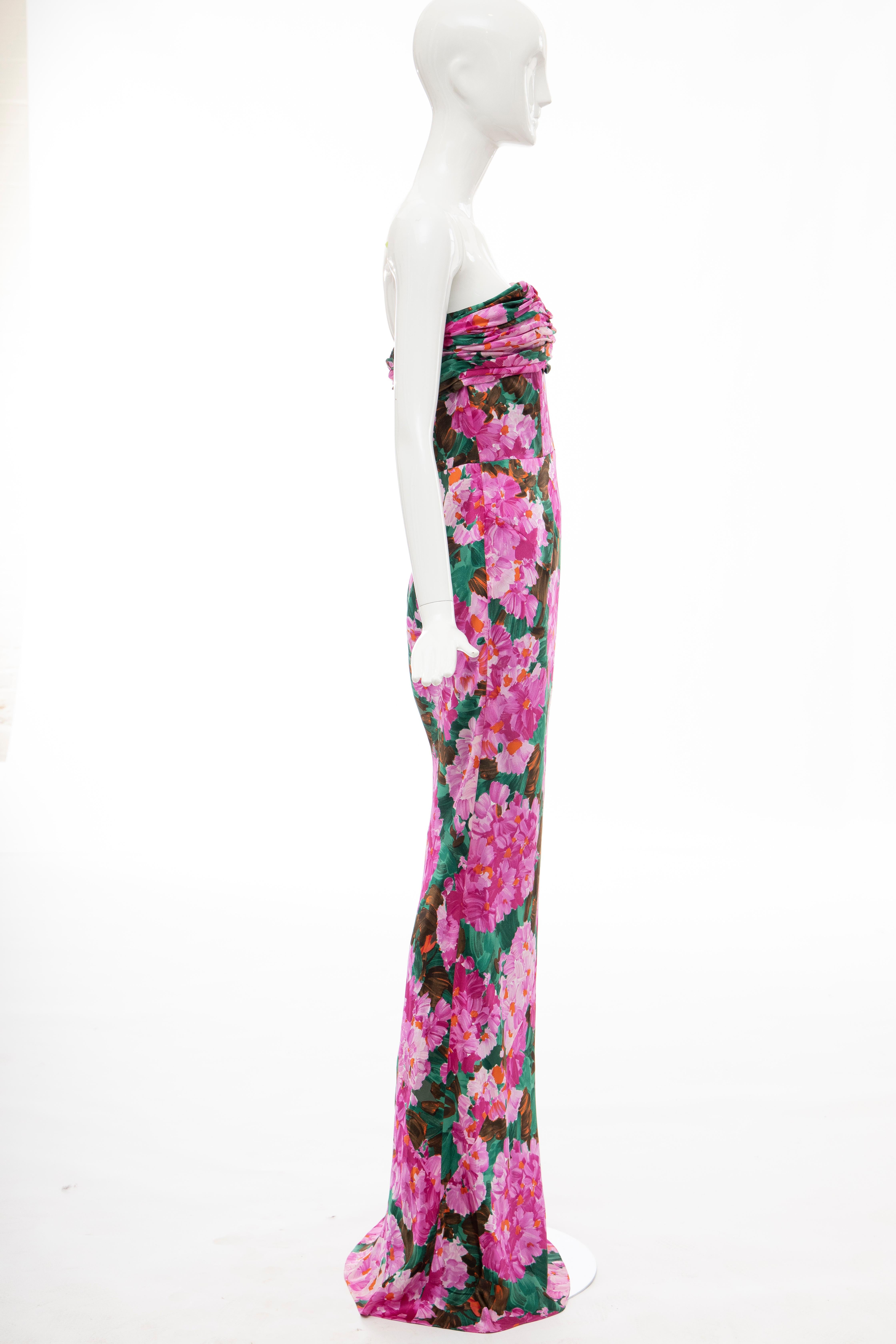 Balenciaga Nicolas Ghesquiere Silk Floral Strapless Evening Dress, Spring 2008 In New Condition In Cincinnati, OH
