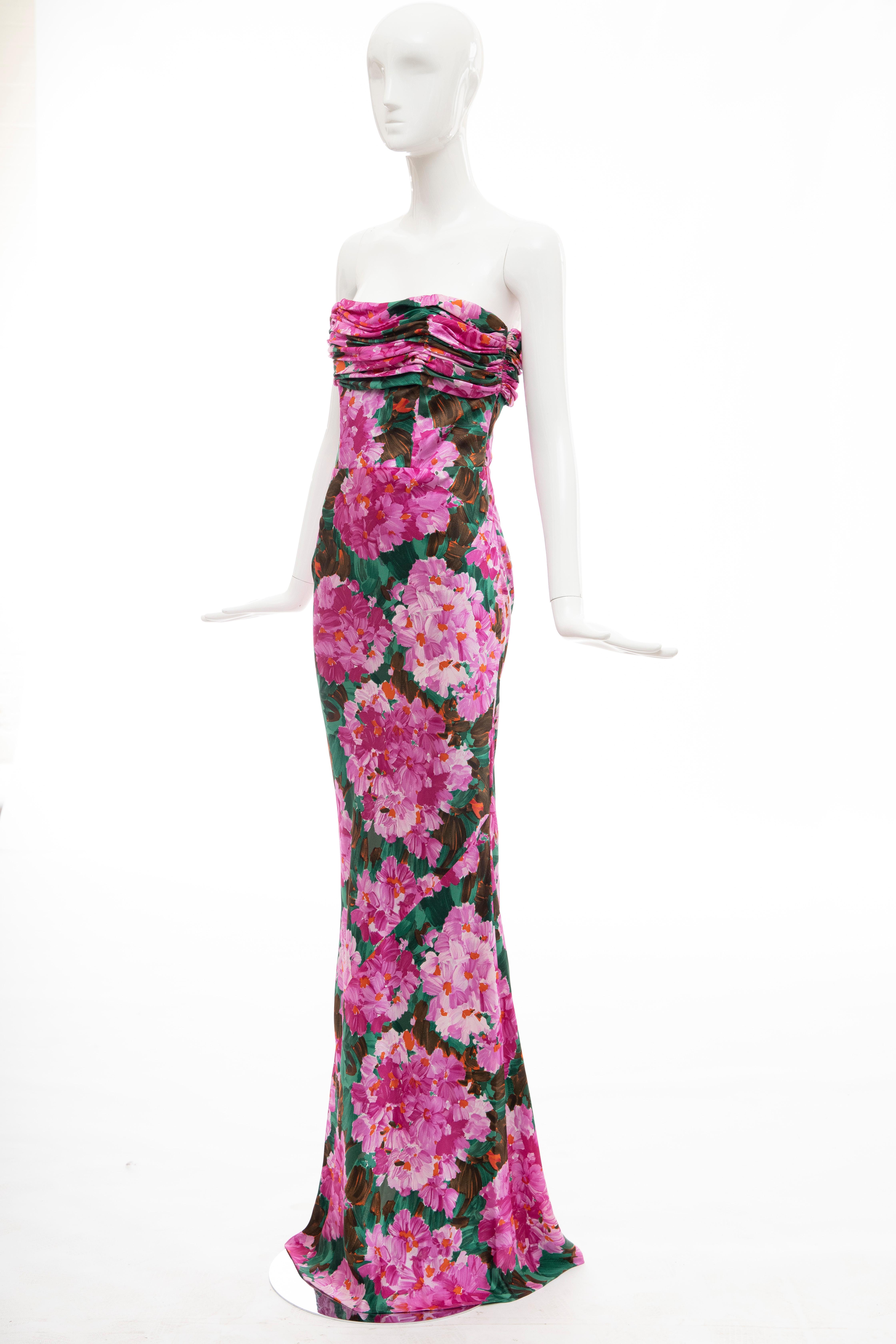 Balenciaga Nicolas Ghesquiere Silk Floral Strapless Evening Dress, Spring 2008 1
