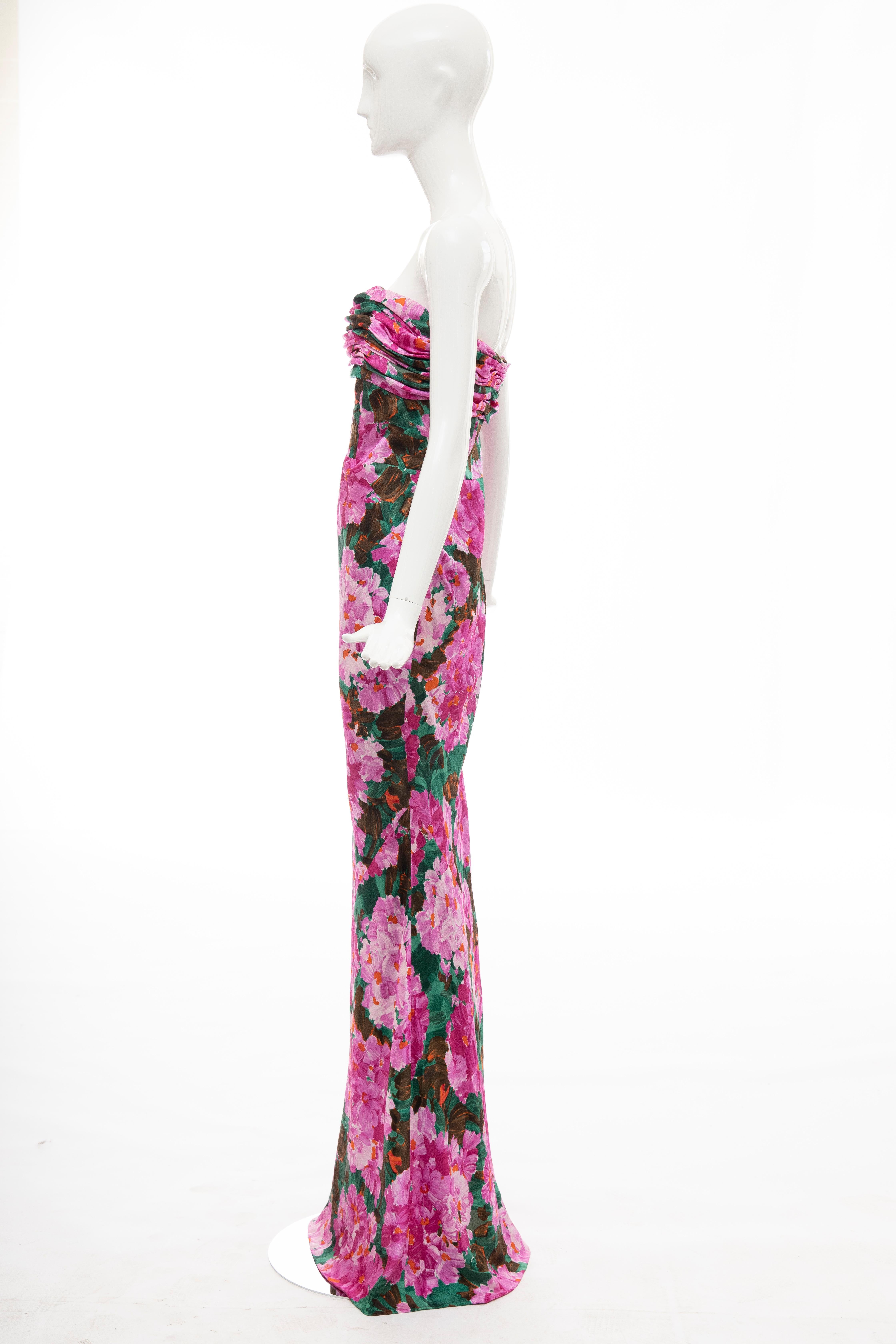 Balenciaga Nicolas Ghesquiere Silk Floral Strapless Evening Dress, Spring 2008 2