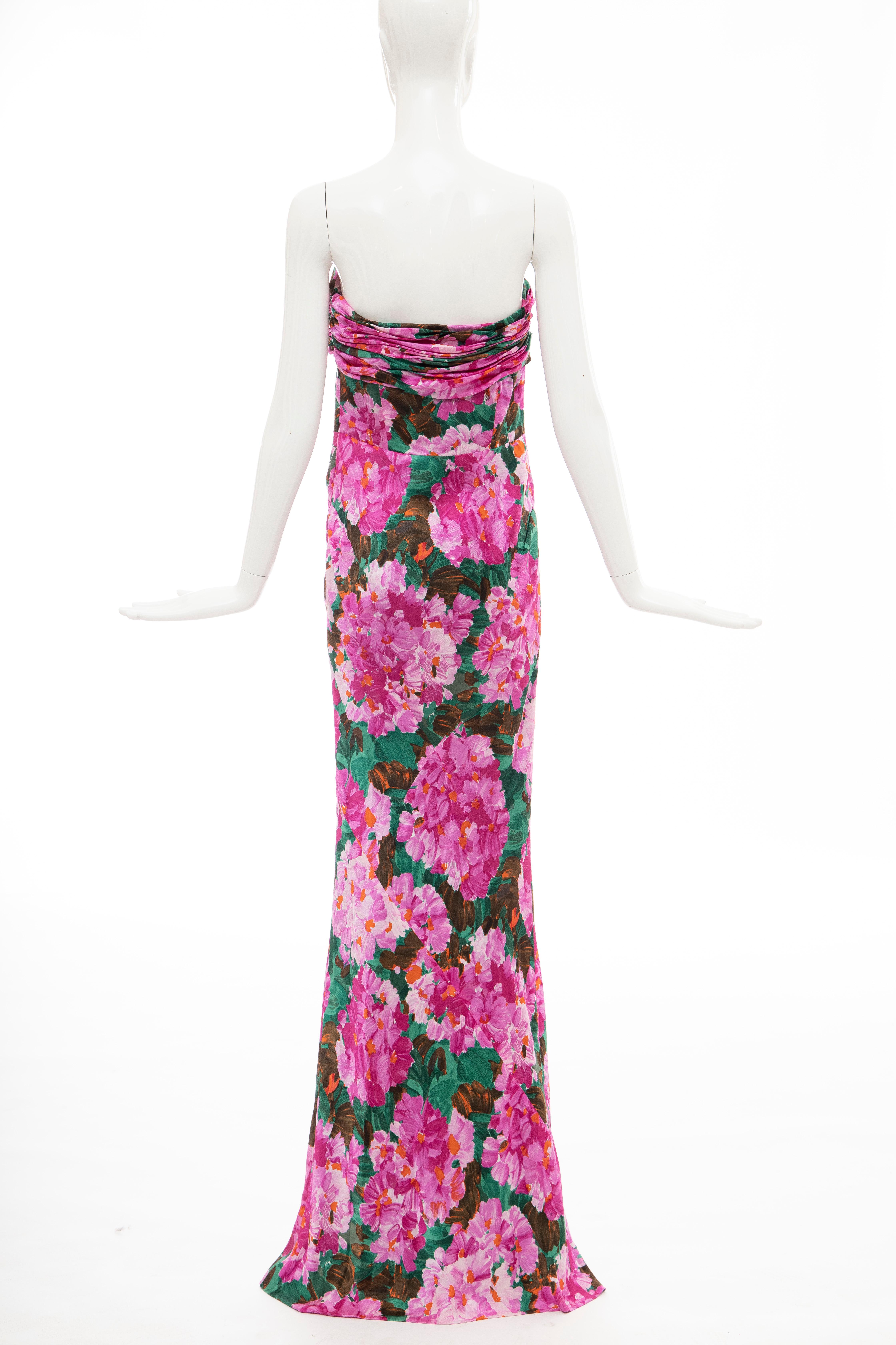 Balenciaga Nicolas Ghesquiere Silk Floral Strapless Evening Dress, Spring 2008 3