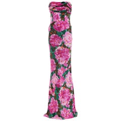 Balenciaga Nicolas Ghesquiere Silk Floral Strapless Evening Dress, Spring 2008