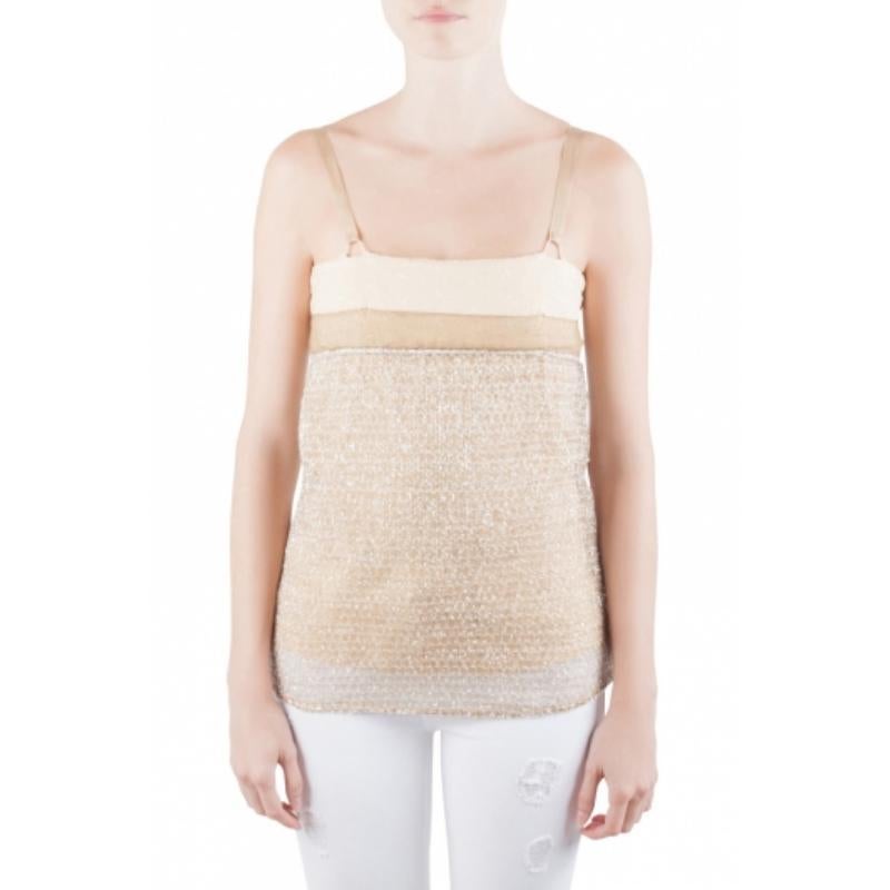 Balenciaga Ochre Yellow Embroidered Cotton Inlay Textured Camisole S Pour femmes en vente