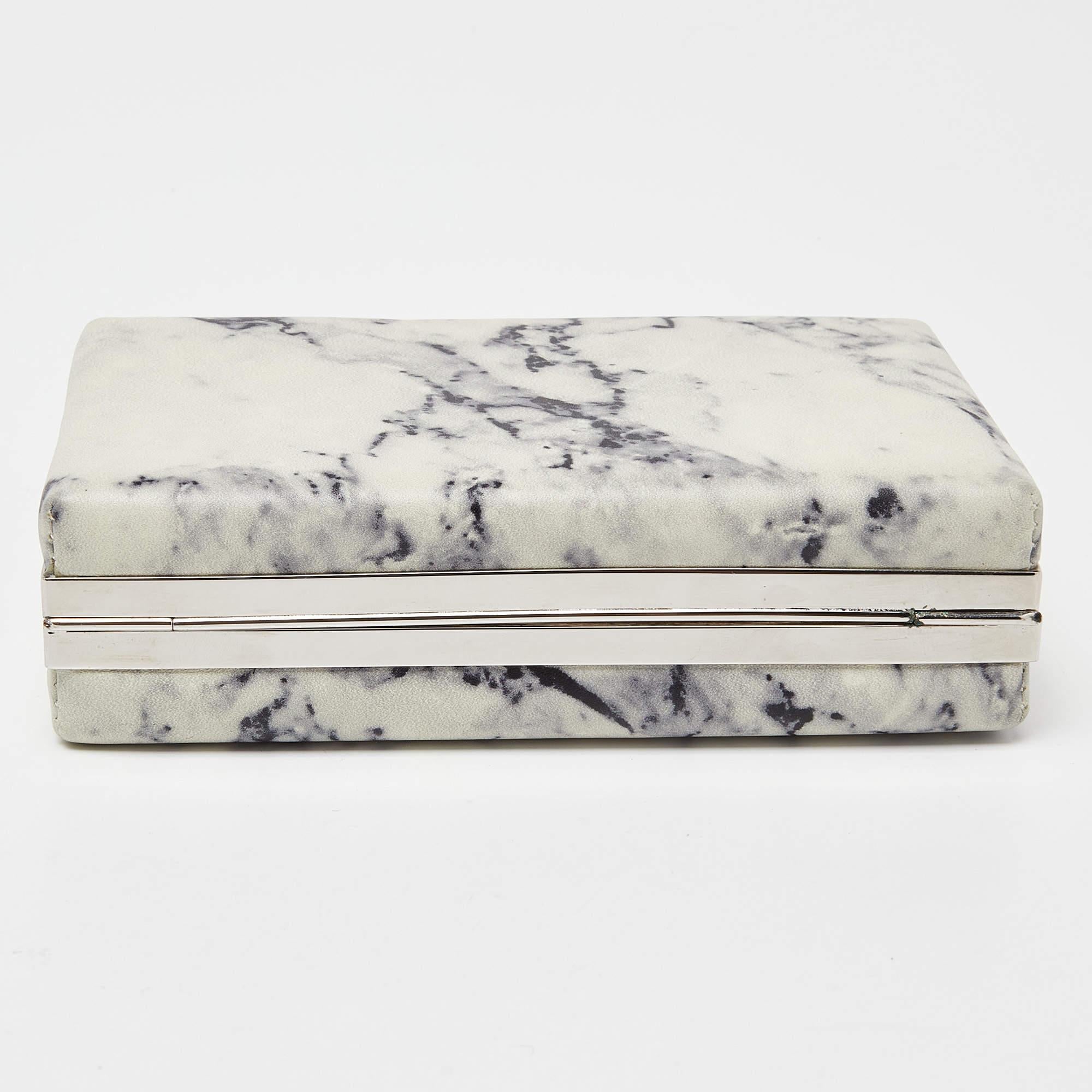 Balenciaga Off White/Black Marble Leather Le Dix Minaudiere Box Clutch 1