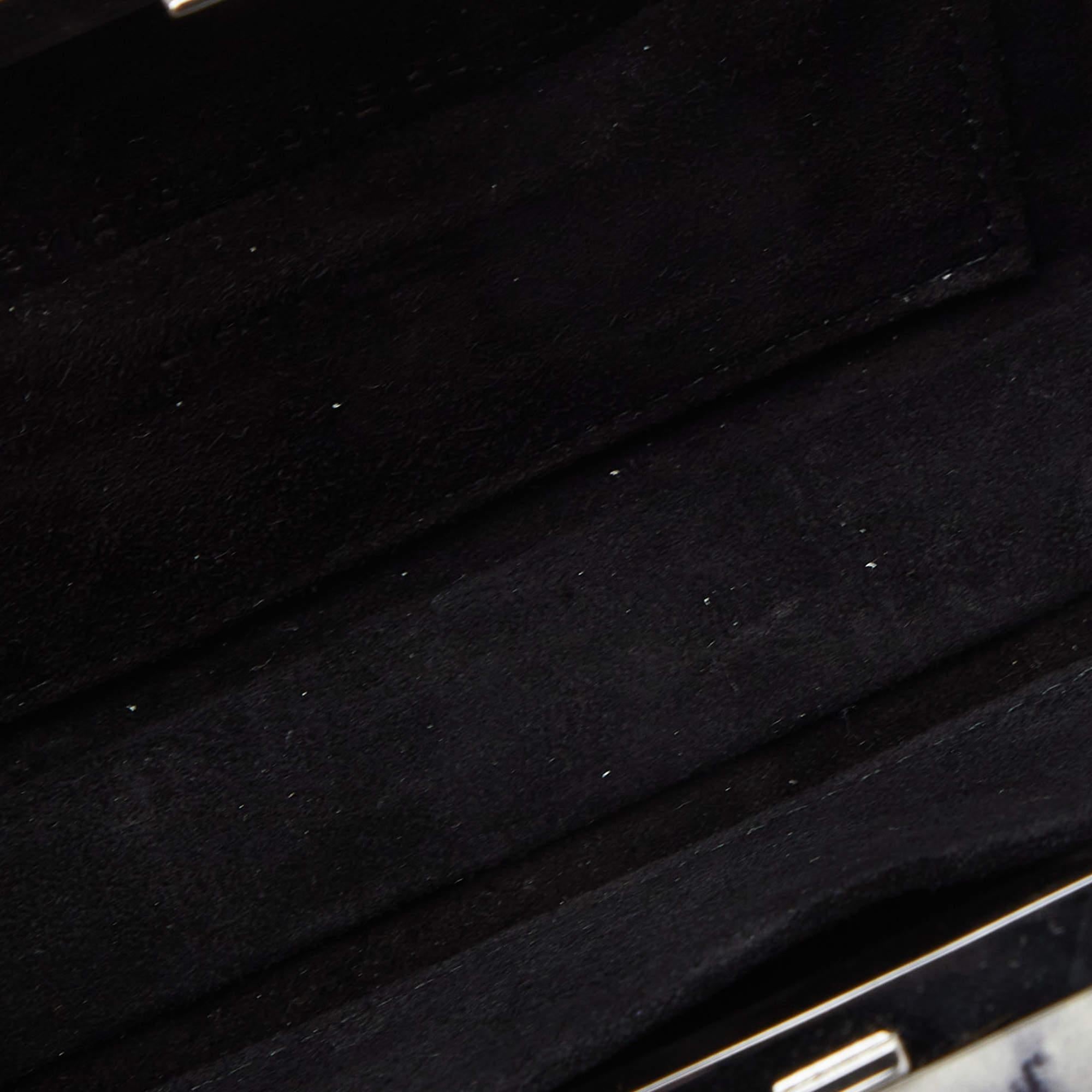 Balenciaga Off White/Black Marble Leather Le Dix Minaudiere Box Clutch 2
