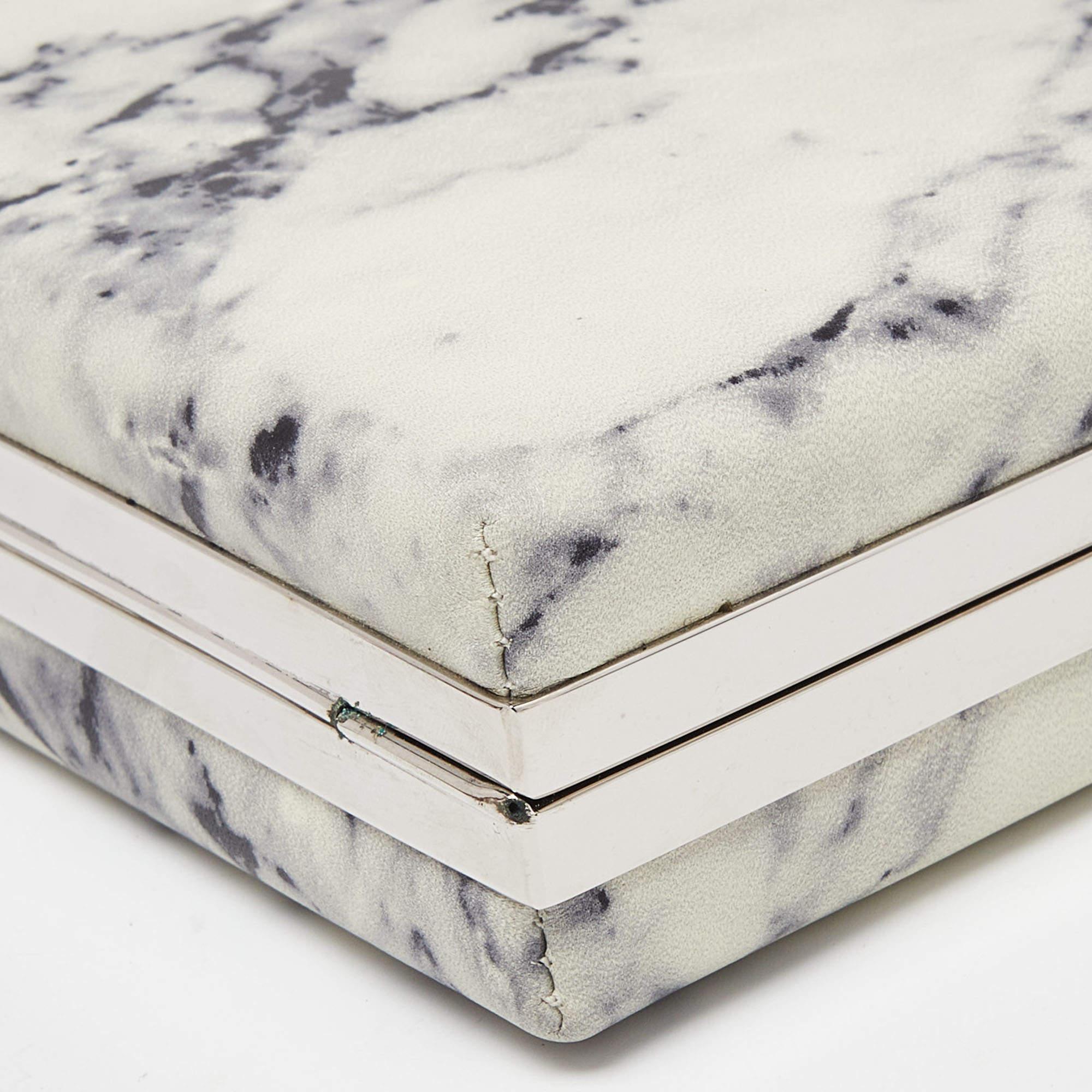 Balenciaga Off White/Black Marble Leather Le Dix Minaudiere Box Clutch 4