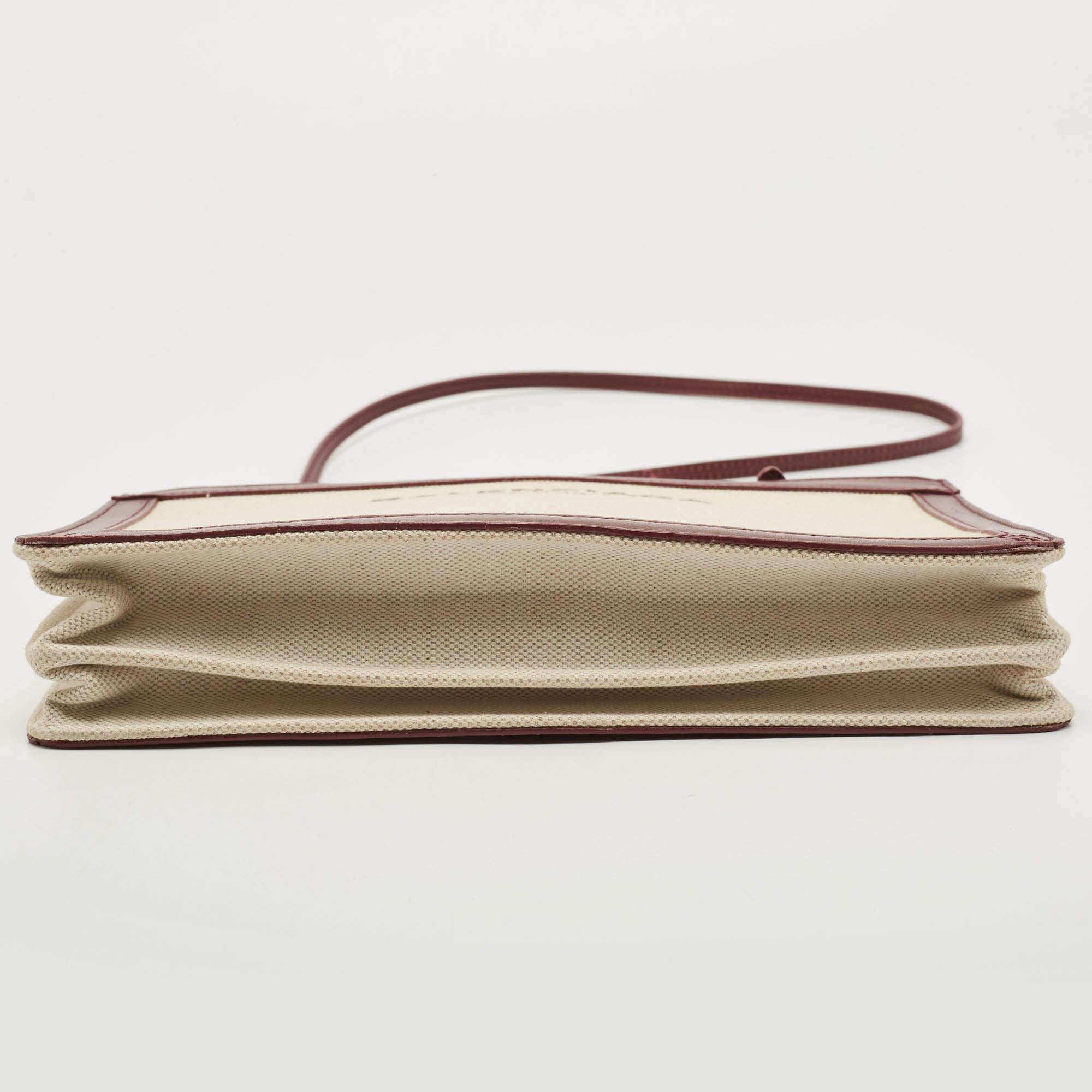Balenciaga Off-White/Burgundy Canvas and Leather Navy Pochette Crossbody Bag 2