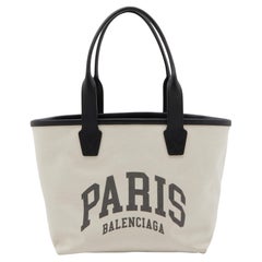 Balenciaga Off White Canvas and Leather Small Cities Paris Jumbo Tote
