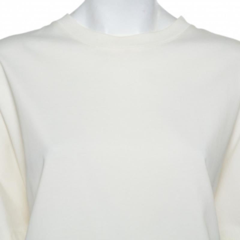 Balenciaga Off White Cotton Knit Oversized T-Shirt Dress M For Sale 5