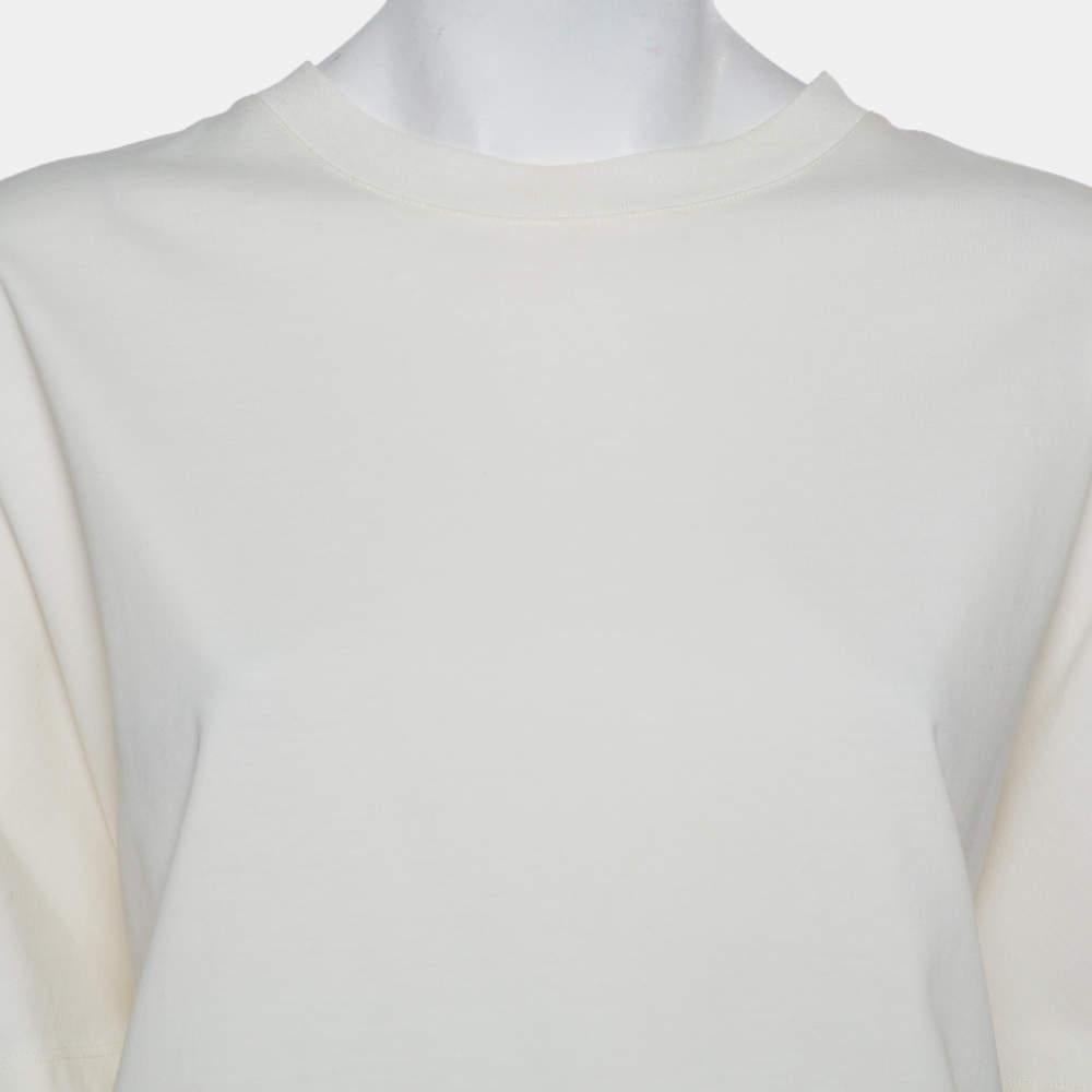 Gray Balenciaga Off White Cotton Knit Oversized T-Shirt Dress M For Sale