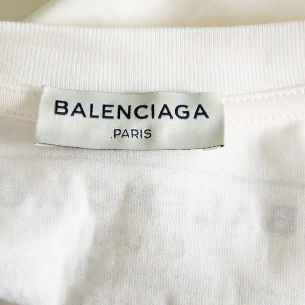 Balenciaga Off White Cotton Knit Oversized T-Shirt Dress M In Excellent Condition For Sale In Dubai, Al Qouz 2