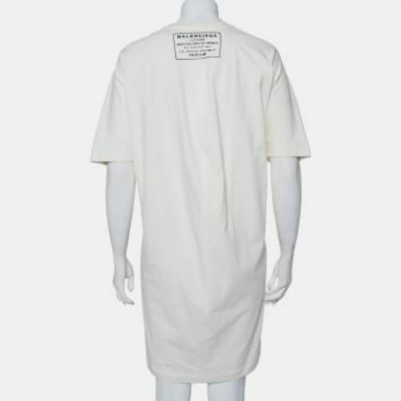 Balenciaga Off White Cotton Knit Oversized T-Shirt Dress M For Sale 3