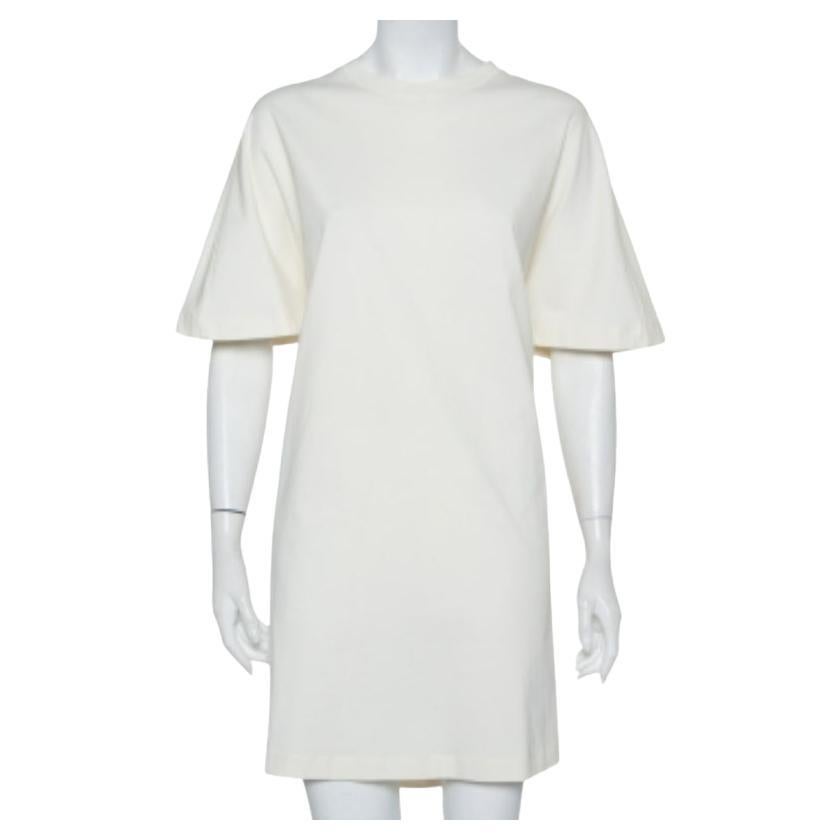 Balenciaga Off White Cotton Knit Oversized T-Shirt Dress M For Sale